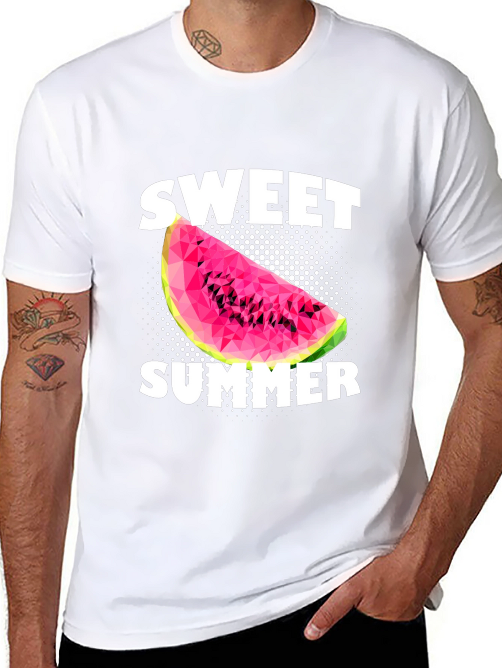 Sweet Summer Watermelon Graphic Black T-Shirt
