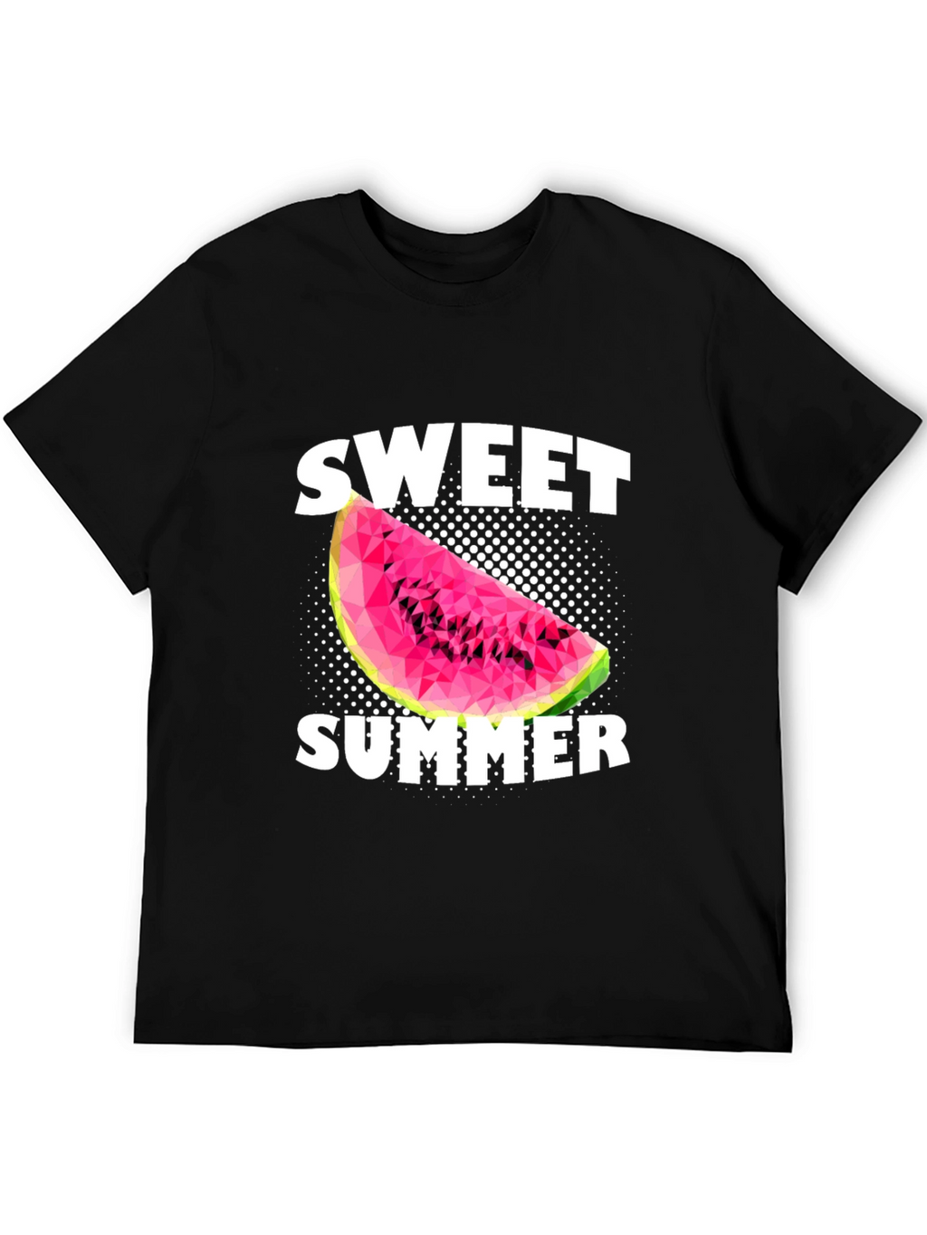 Sweet Summer Watermelon Graphic Black T-Shirt