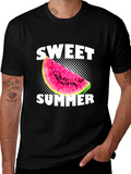 Sweet Summer Watermelon Graphic Black T-Shirt