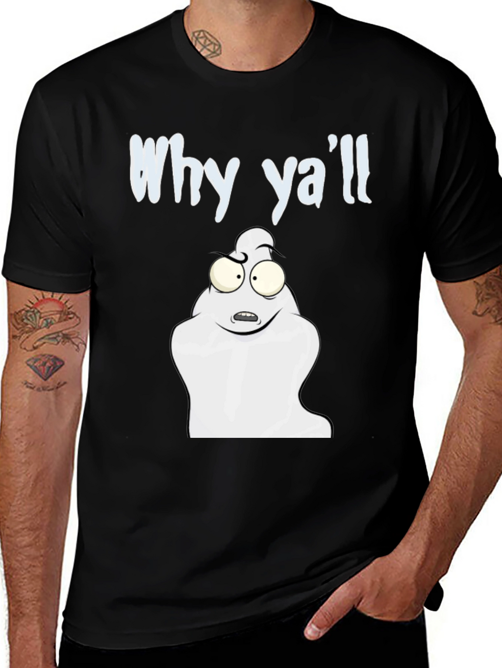Why Yall Funny Ghost T-Shirt - Black Cotton Tee