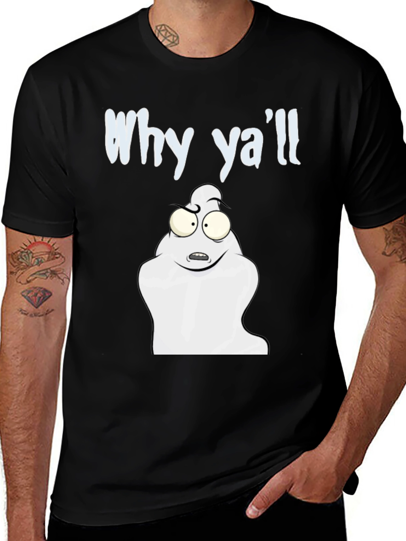 Why Yall Funny Ghost T-Shirt - Black Cotton Tee