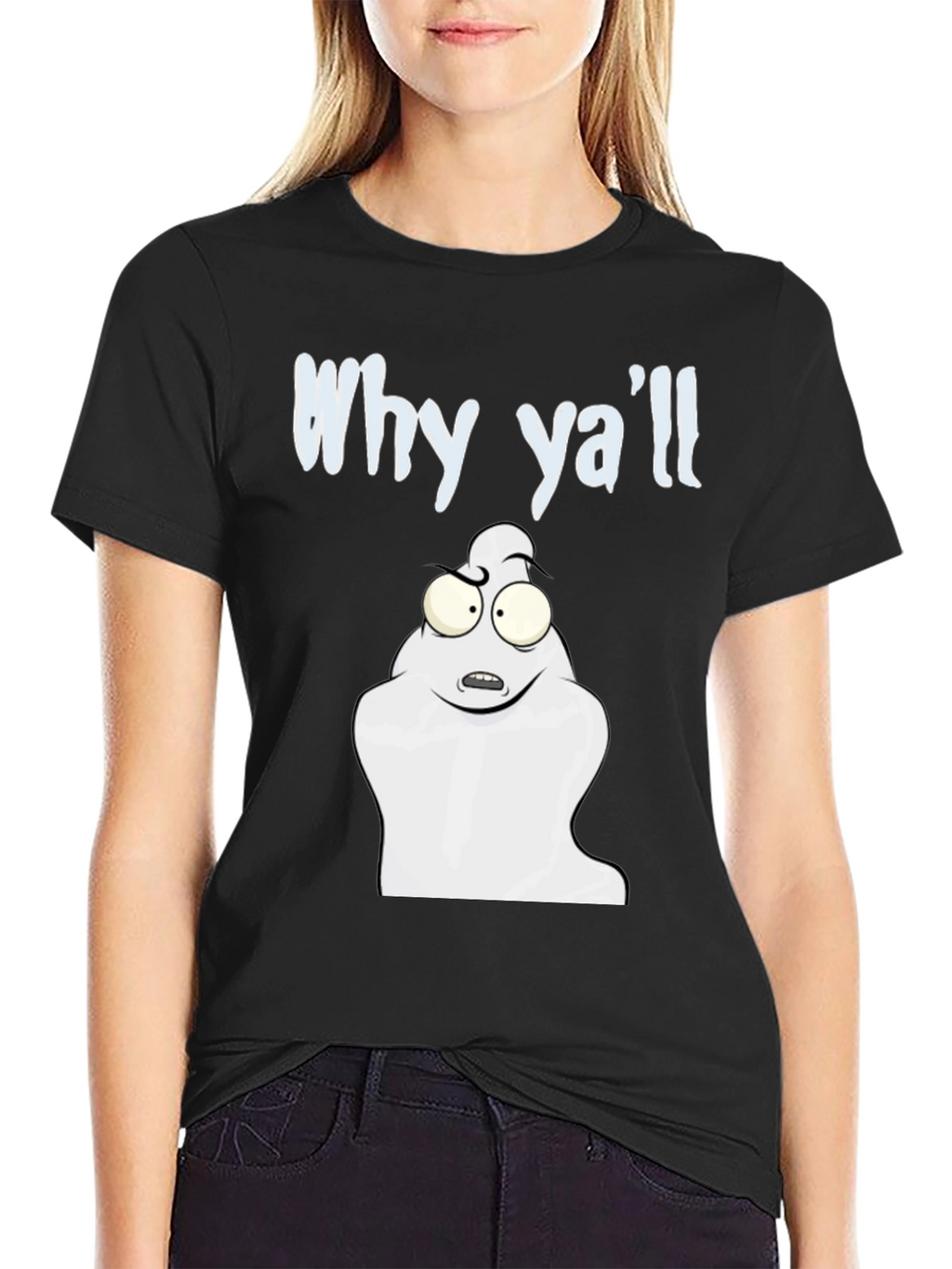 Why Yall Funny Ghost T-Shirt - Black Cotton Tee