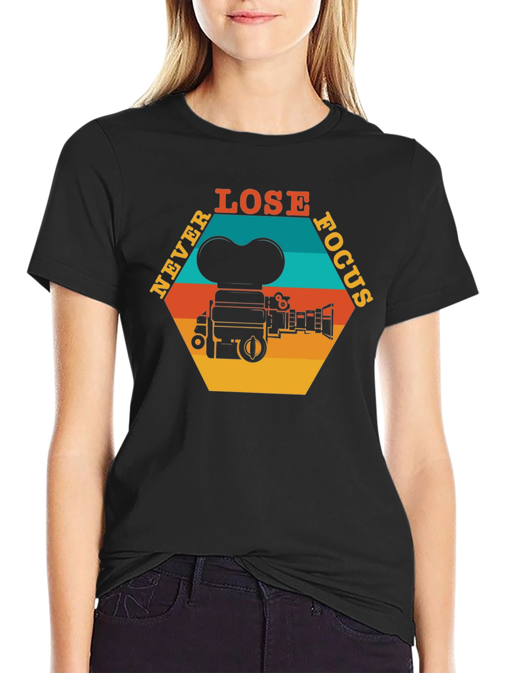 Never Lose Focus T-Shirt - Retro Camera Design
