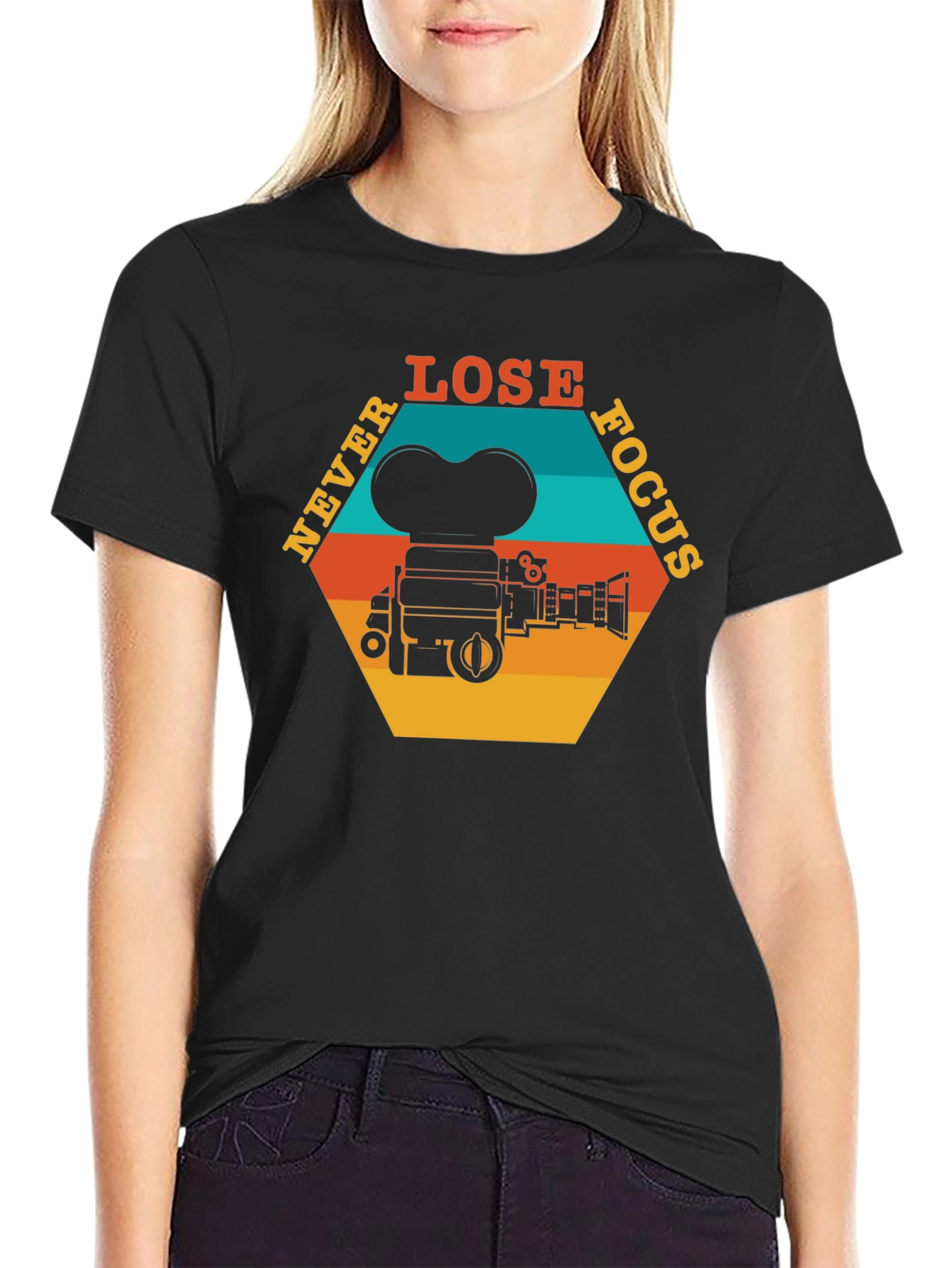 Never Lose Focus T-Shirt - Retro Camera Design