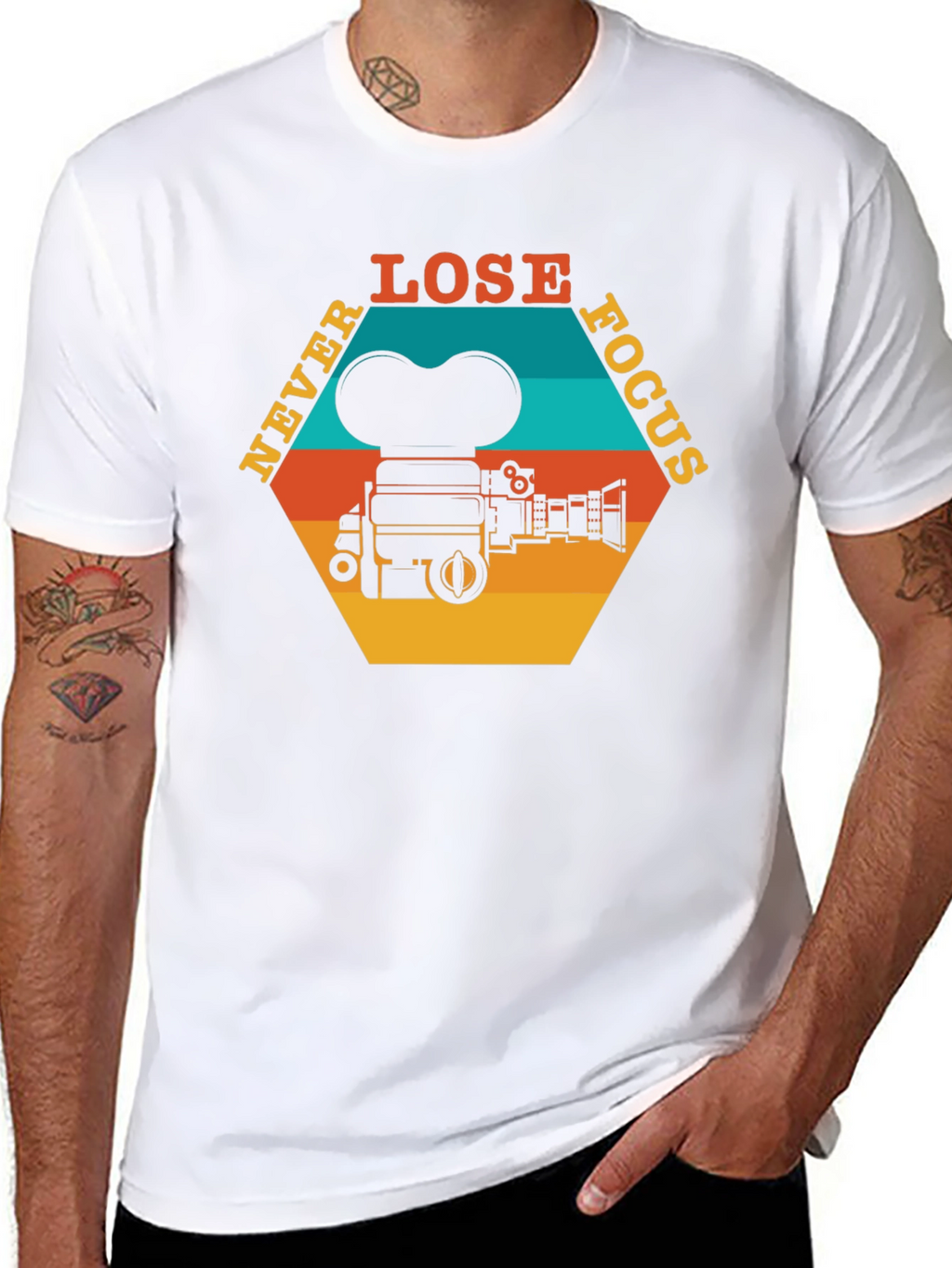Never Lose Focus T-Shirt - Retro Camera Design