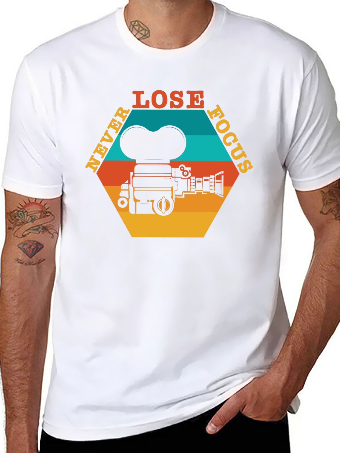 Never Lose Focus T-Shirt - Retro Camera Design