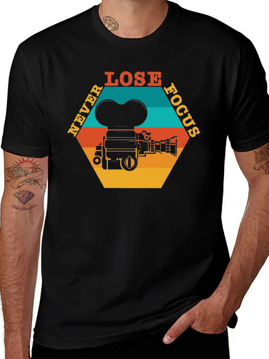 Never Lose Focus T-Shirt - Retro Camera Design