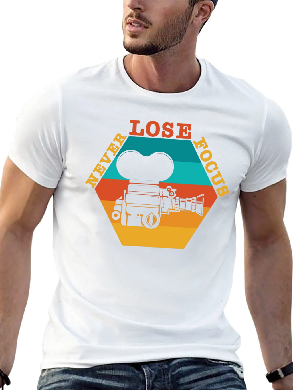 Never Lose Focus T-Shirt - Retro Camera Design