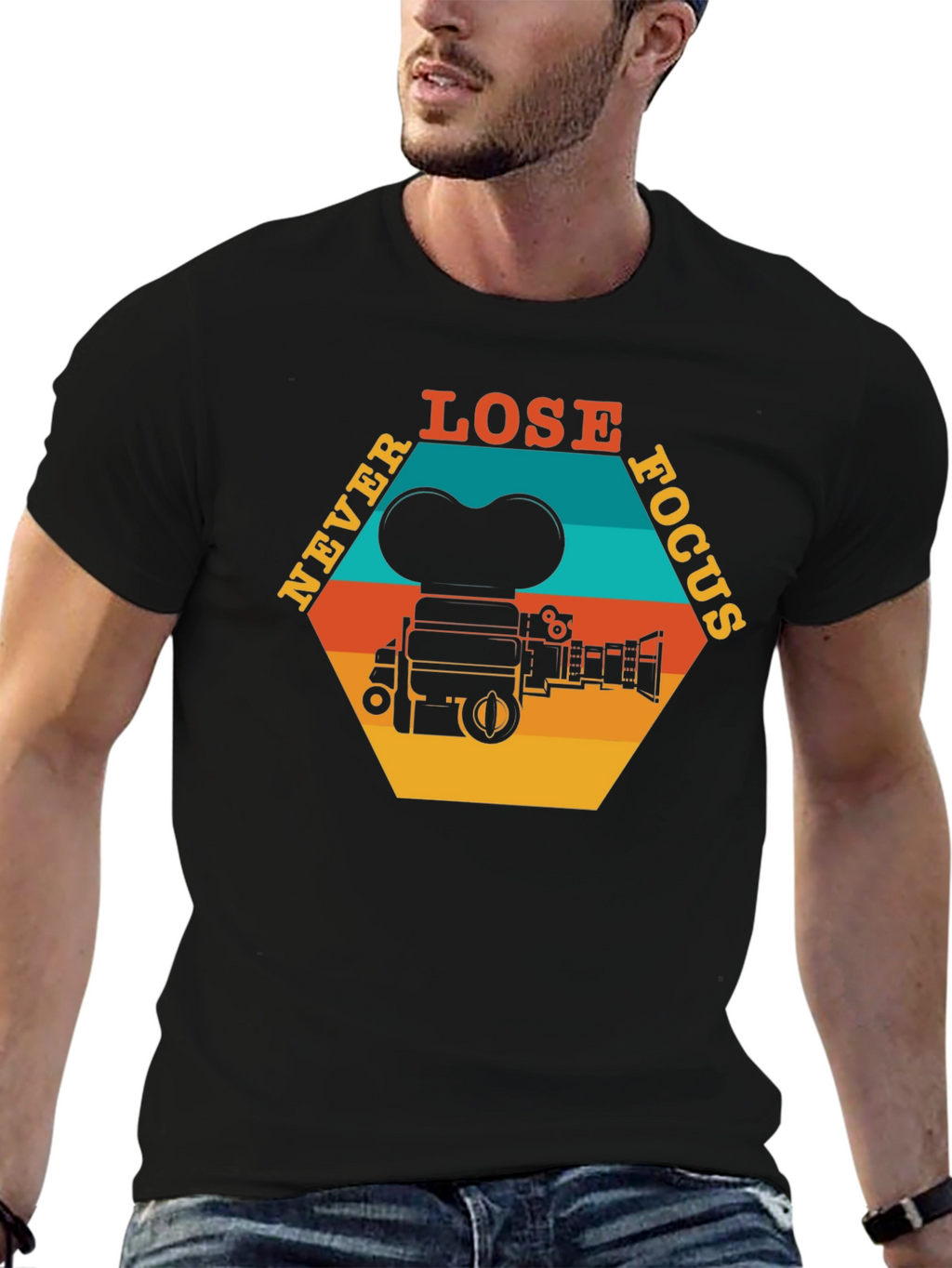 Never Lose Focus T-Shirt - Retro Camera Design