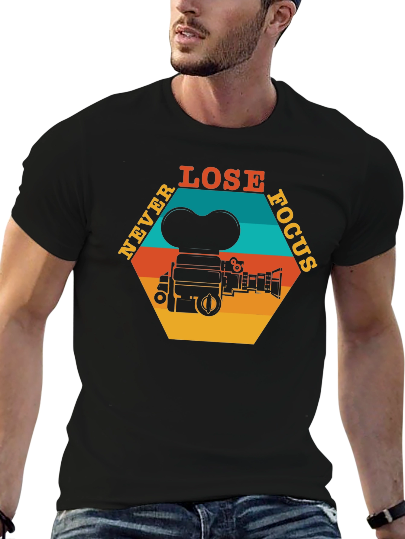 Never Lose Focus T-Shirt - Retro Camera Design
