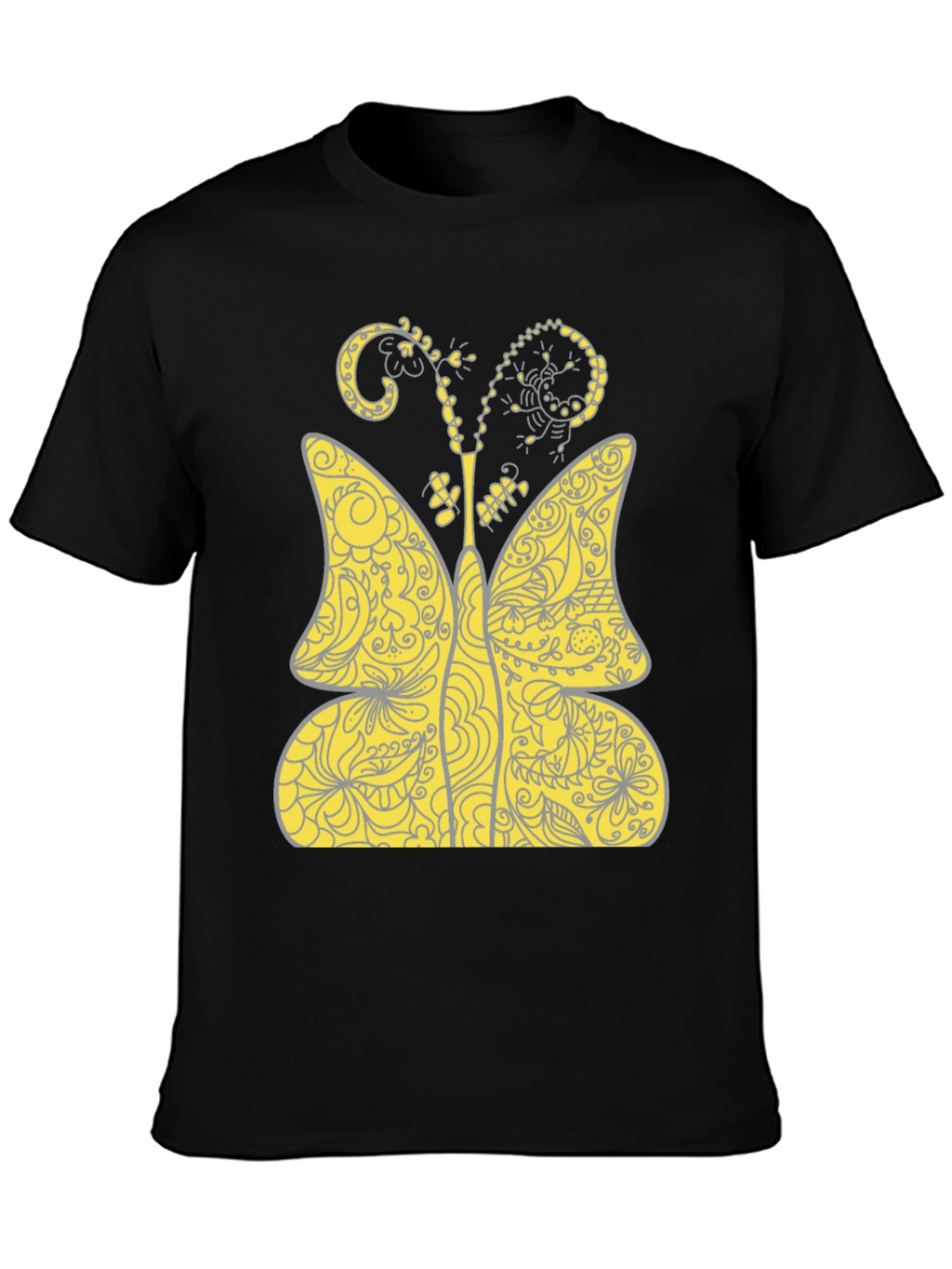 Butterfly Print T-Shirt - Black