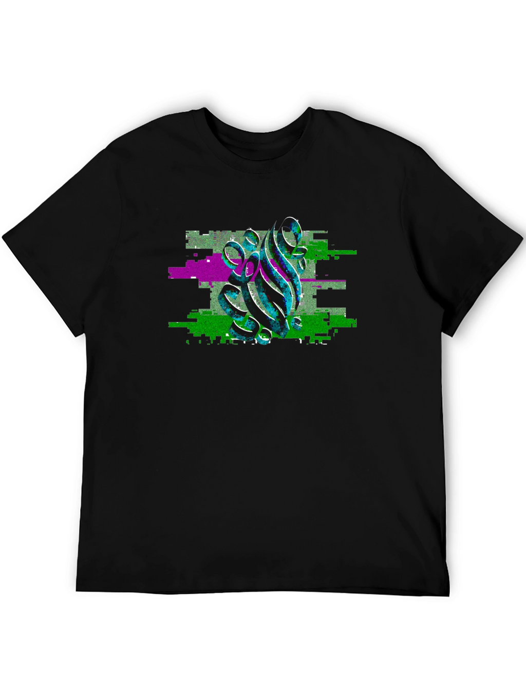 Glitch Art Graphic Black T-Shirt