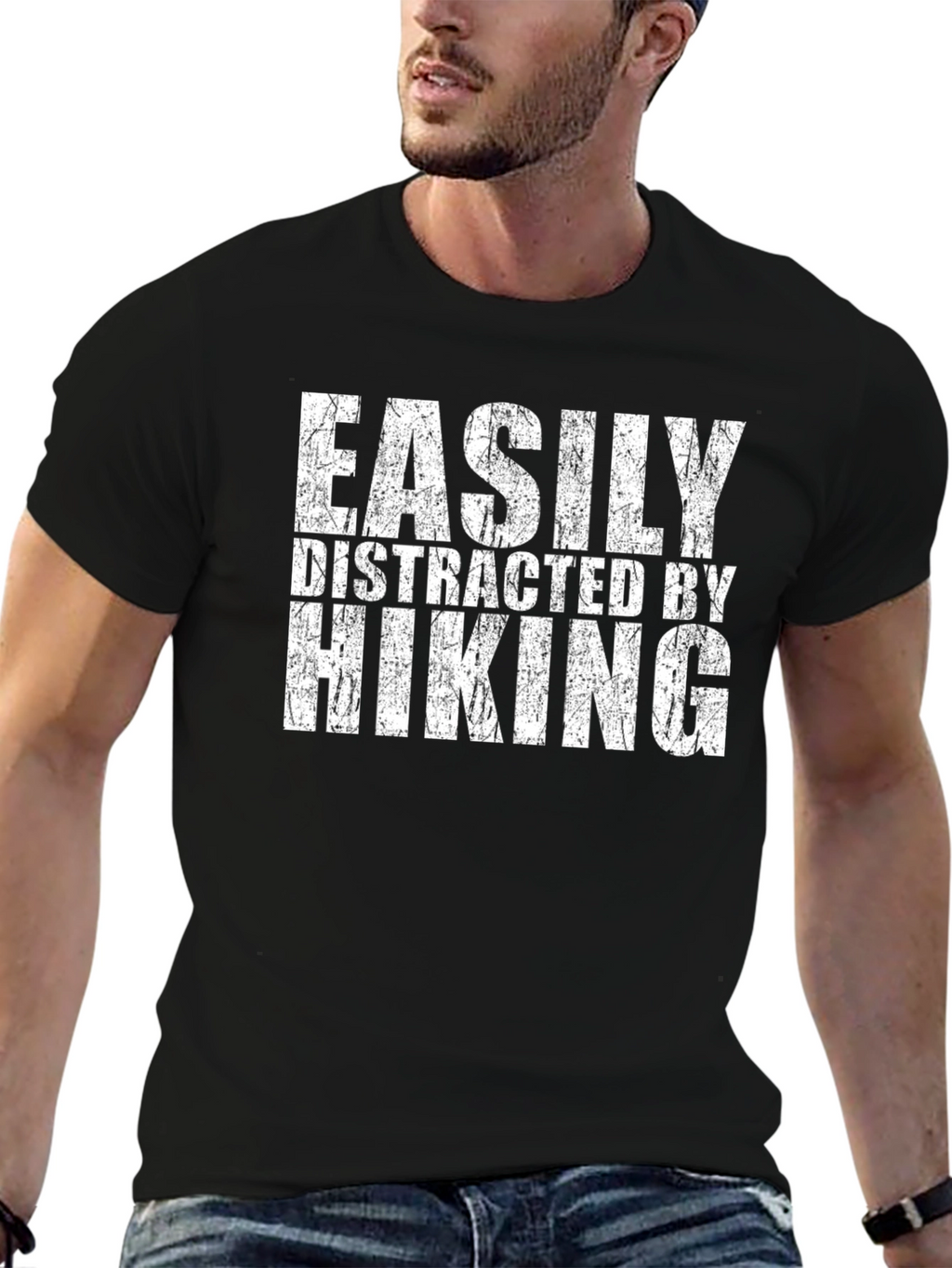 Easily Distracted By Hiking Black T-Shirt