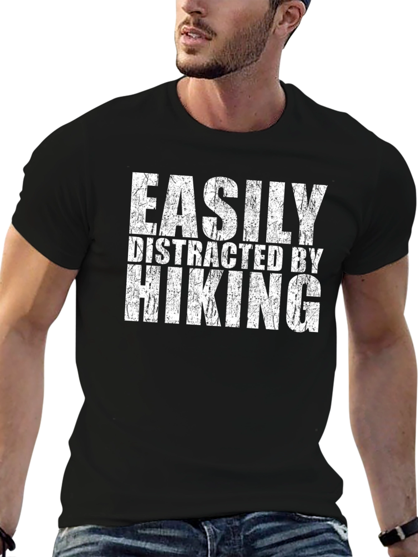 Easily Distracted By Hiking Black T-Shirt