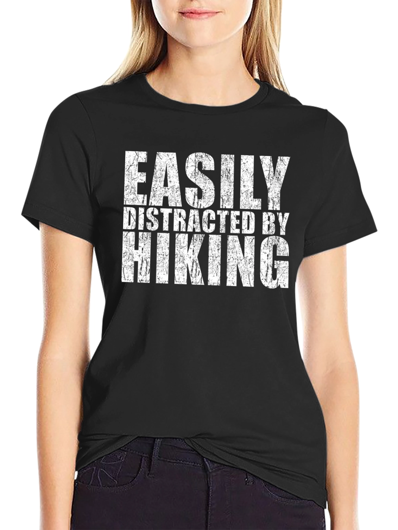 Easily Distracted By Hiking Black T-Shirt
