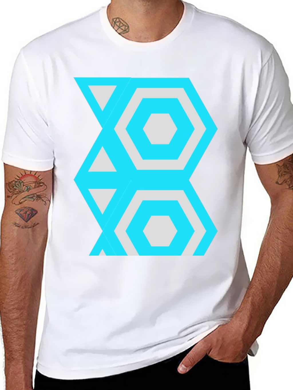 Geometric Pattern Tee - Stylish Hexagon Design