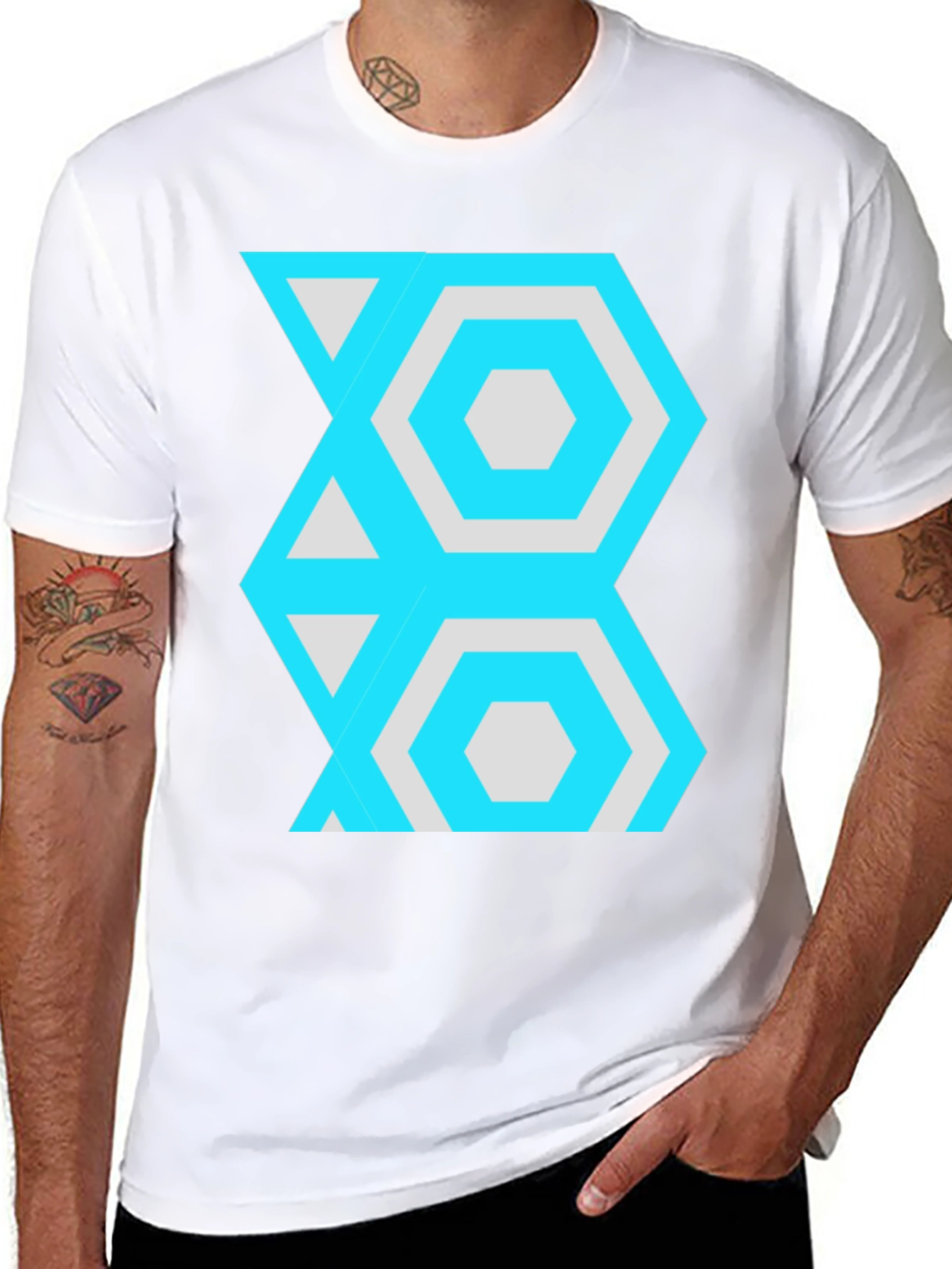 Geometric Pattern Tee - Stylish Hexagon Design