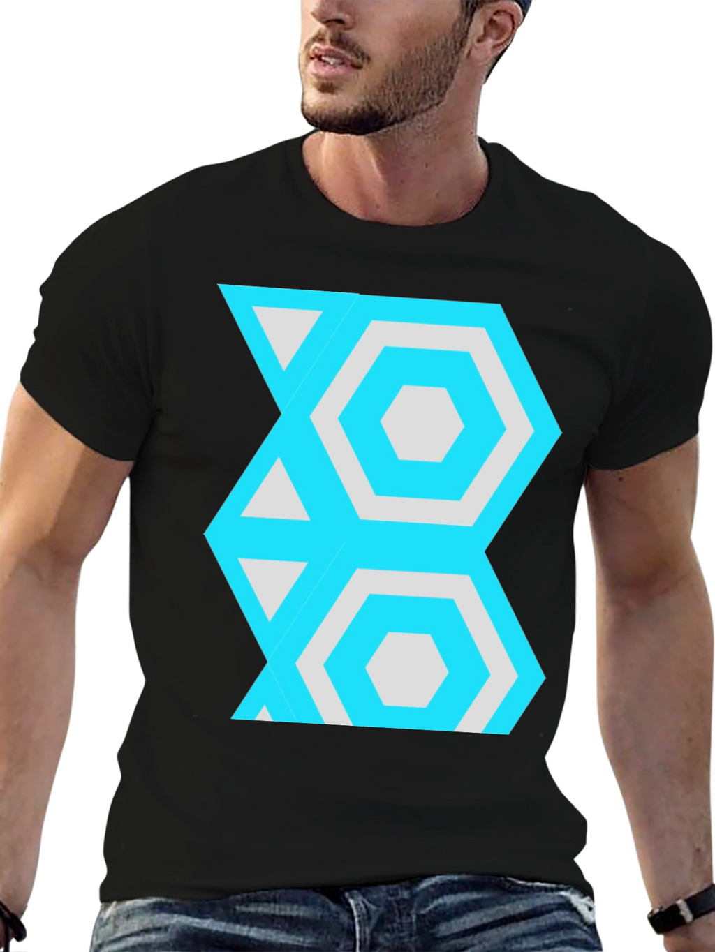 Geometric Pattern Tee - Stylish Hexagon Design