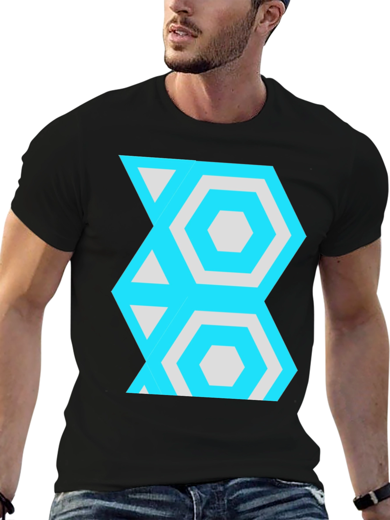 Geometric Pattern Tee - Stylish Hexagon Design