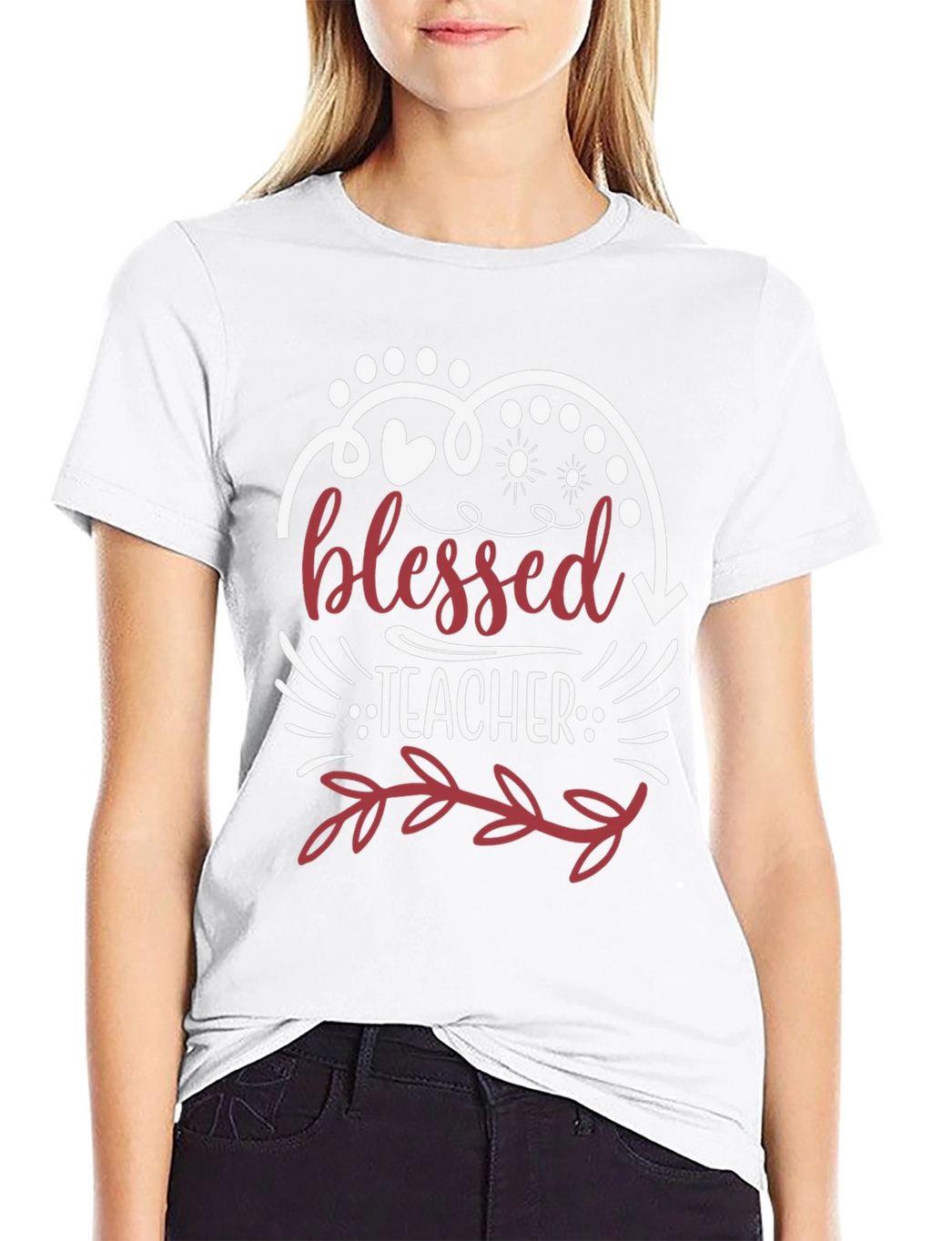 Blessed Teacher Graphic Tee - Black Cotton Blend