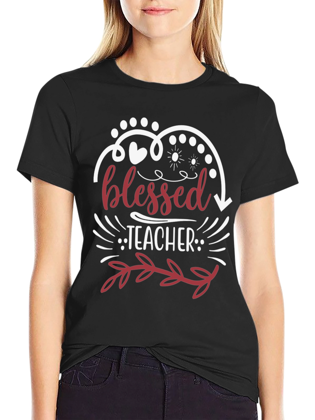 Blessed Teacher Graphic Tee - Black Cotton Blend
