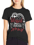 Blessed Teacher Graphic Tee - Black Cotton Blend