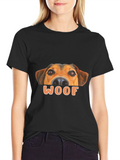 Woof Dog Graphic T-Shirt - Black Cotton Tee