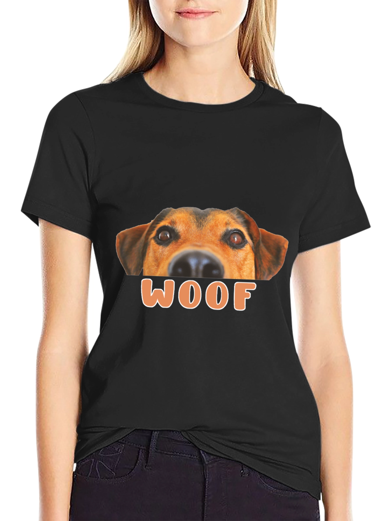 Woof Dog Graphic T-Shirt - Black Cotton Tee