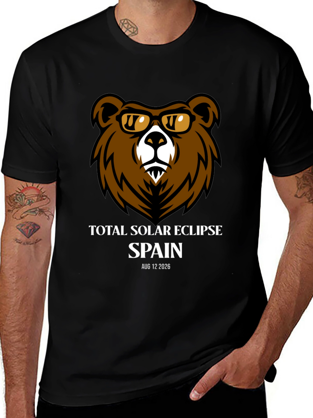 Total Solar Eclipse Spain 2026 Bear T-Shirt