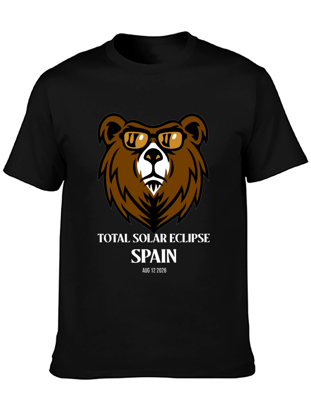 Total Solar Eclipse Spain 2026 Bear T-Shirt
