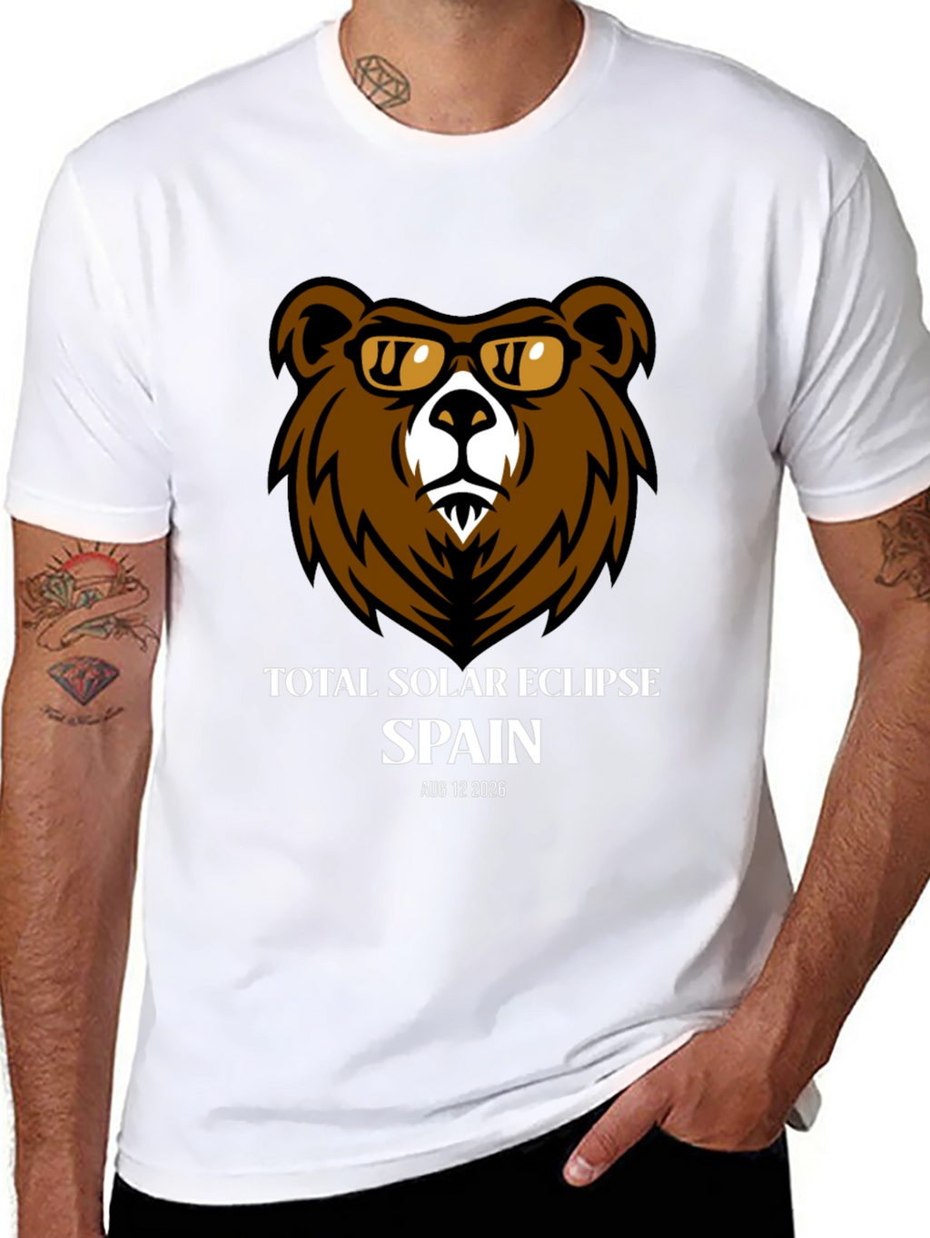 Total Solar Eclipse Spain 2026 Bear T-Shirt