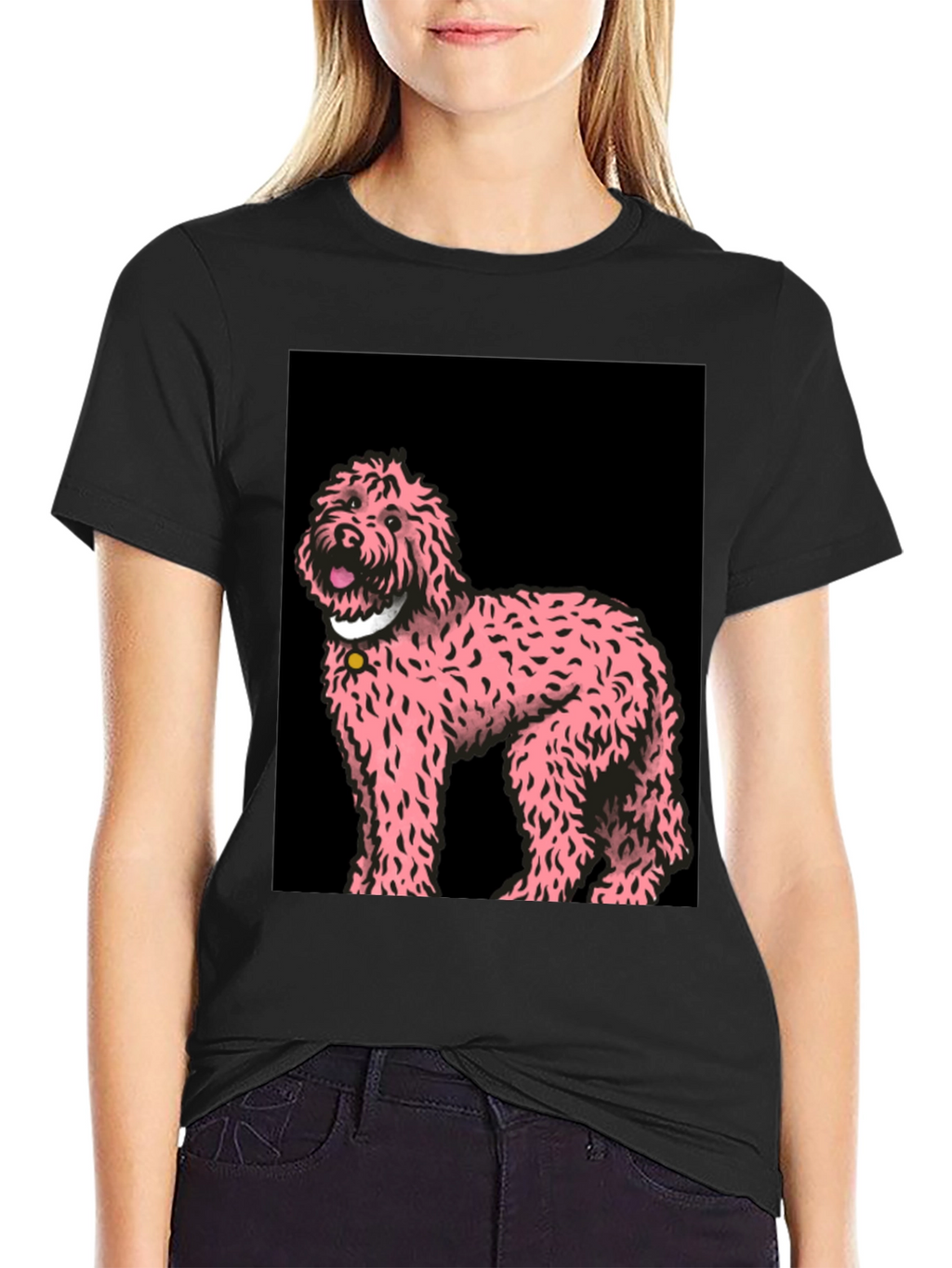 Pink Doodle Dog Graphic Tee