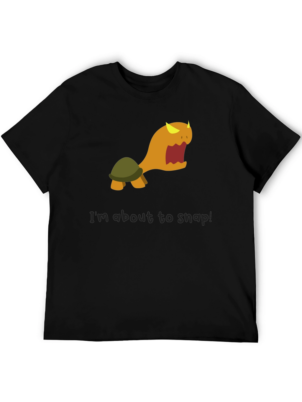 Snap Turtle Graphic Tee - Black Cotton T-Shirt