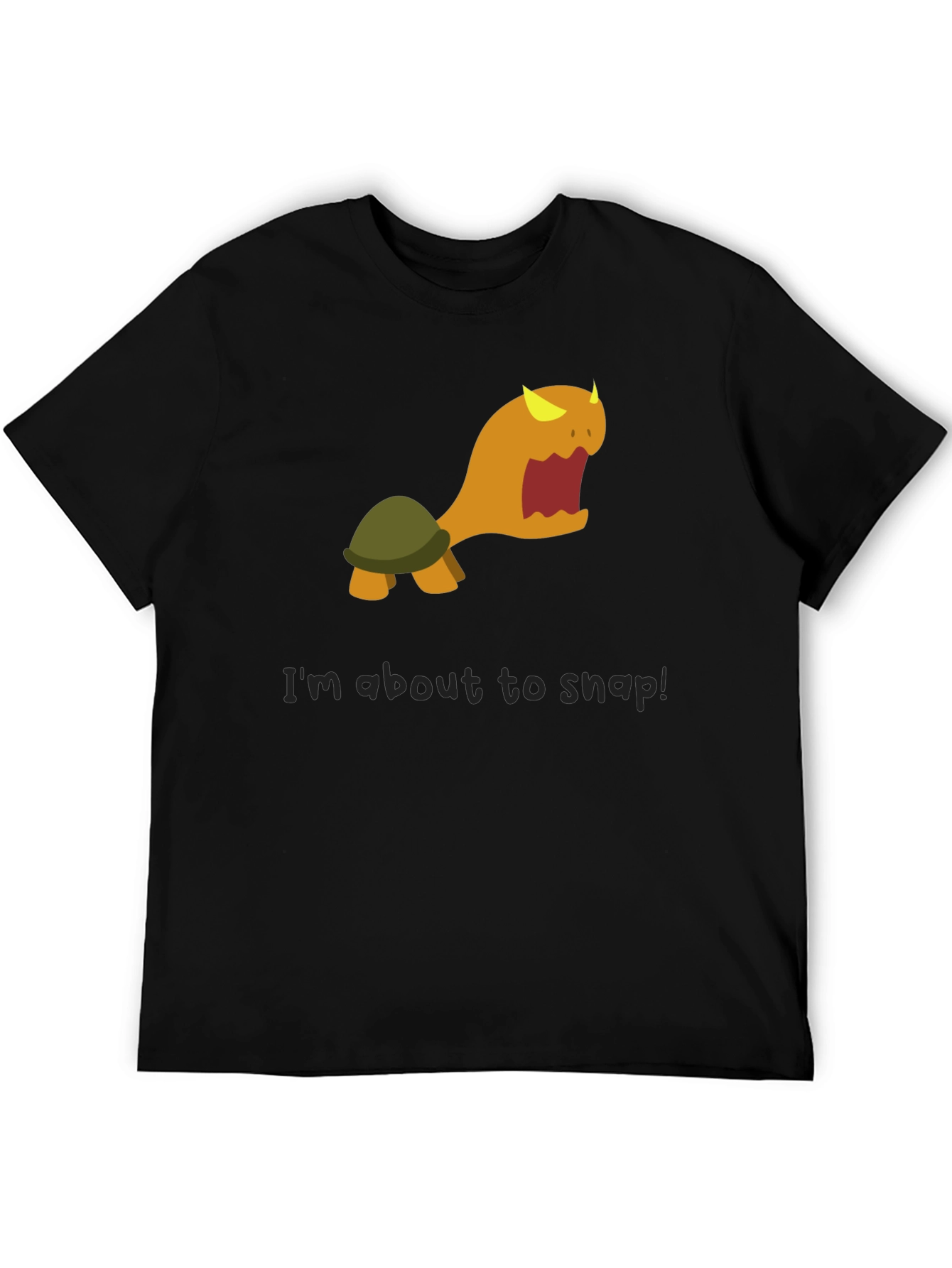Snap Turtle Graphic Tee - Black Cotton T-Shirt