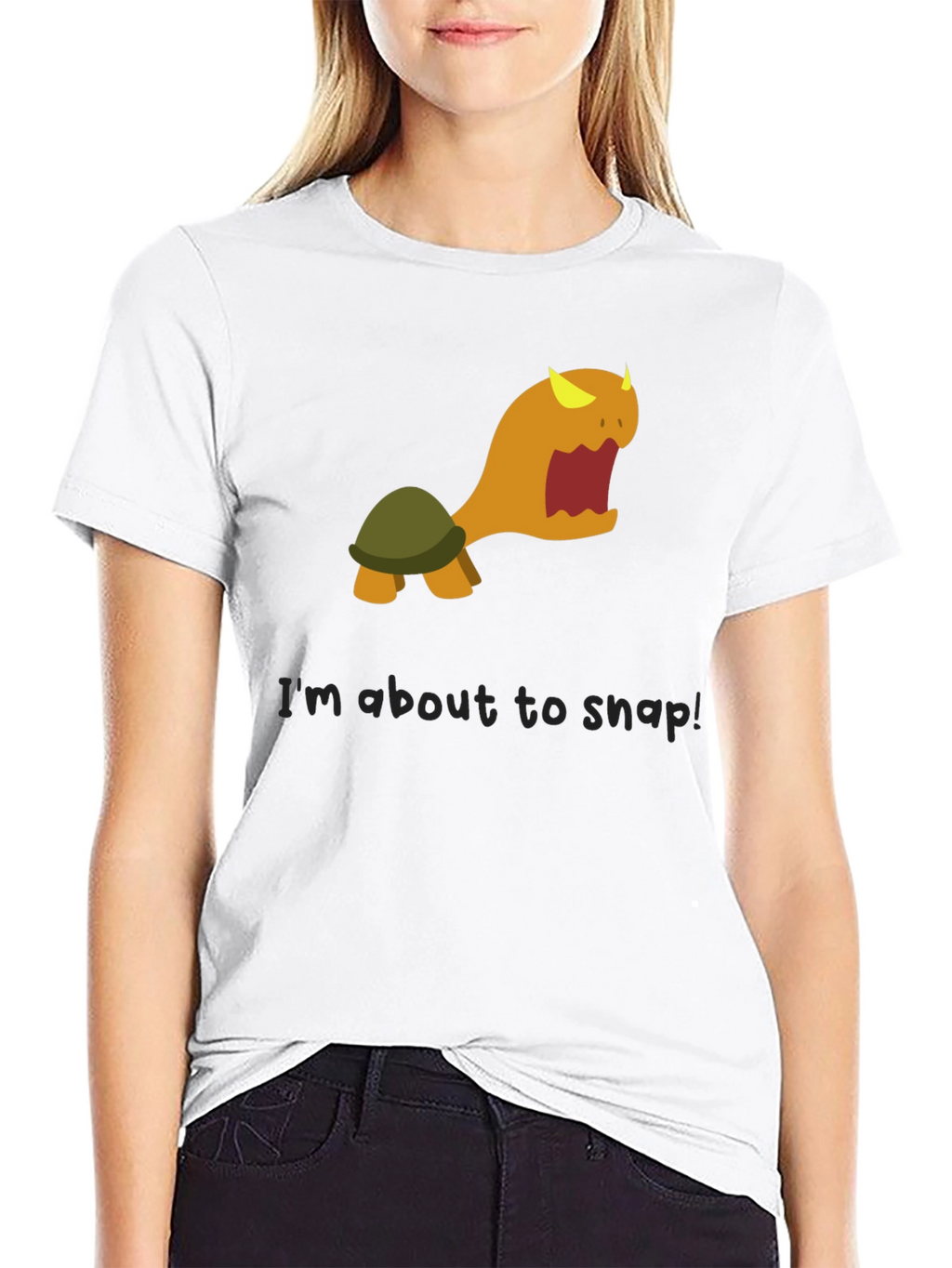 Snap Turtle Graphic Tee - Black Cotton T-Shirt
