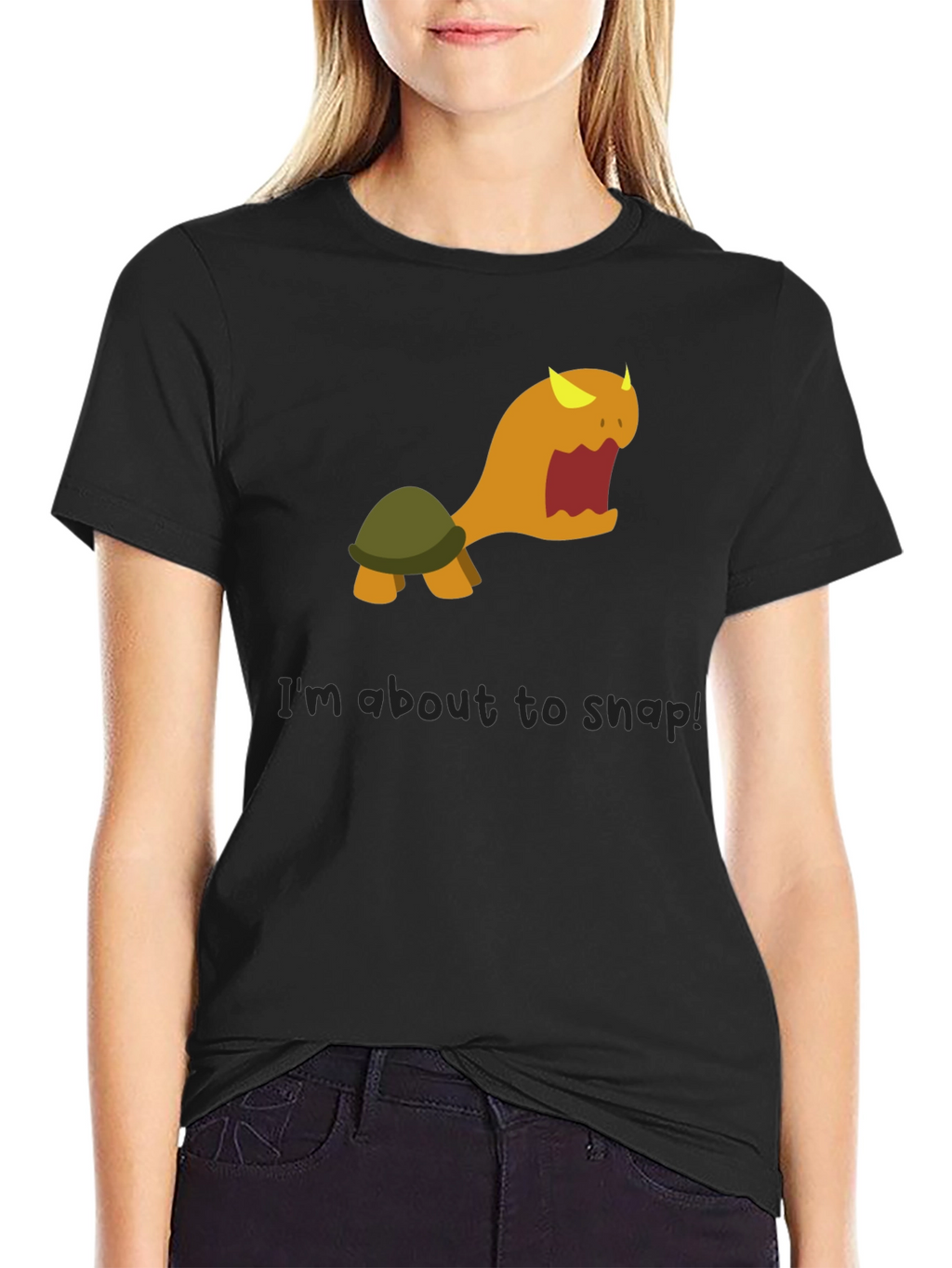 Snap Turtle Graphic Tee - Black Cotton T-Shirt