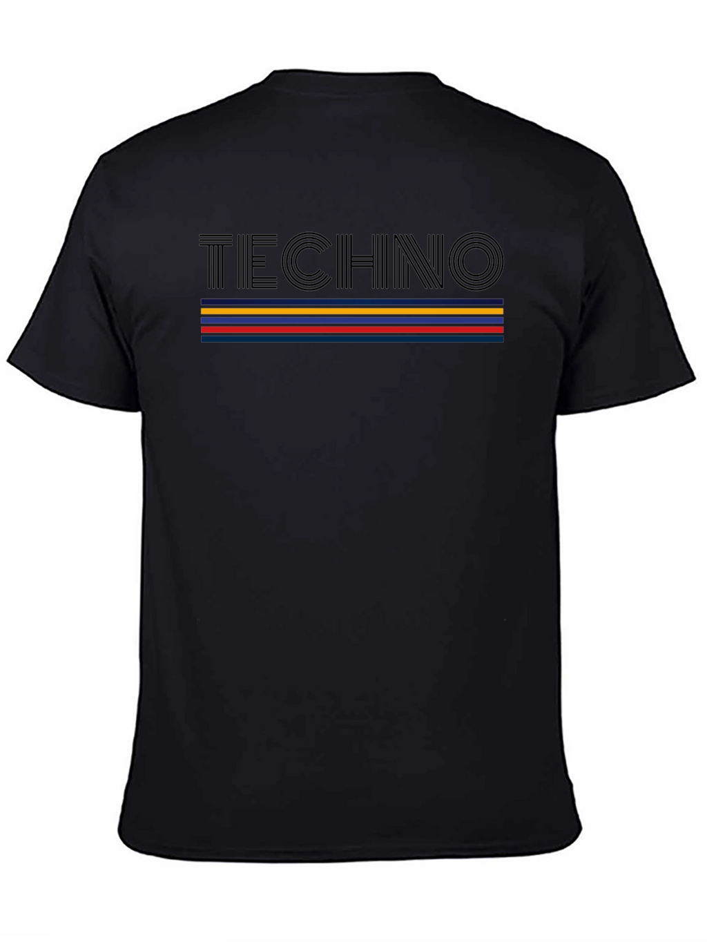 Retro Techno Striped Graphic T-Shirt