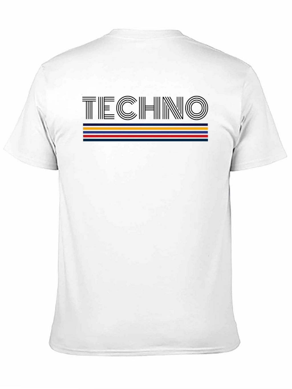 Retro Techno Striped Graphic T-Shirt