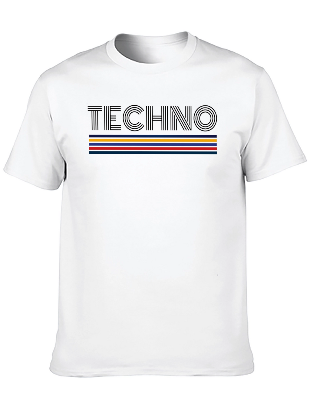 Retro Techno Striped Graphic T-Shirt