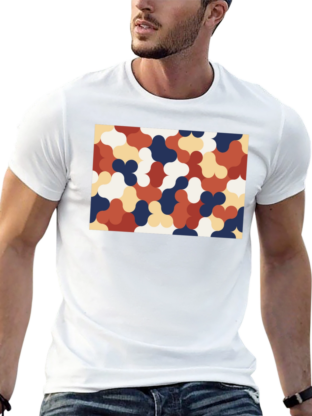 Retro Pattern Black T-Shirt