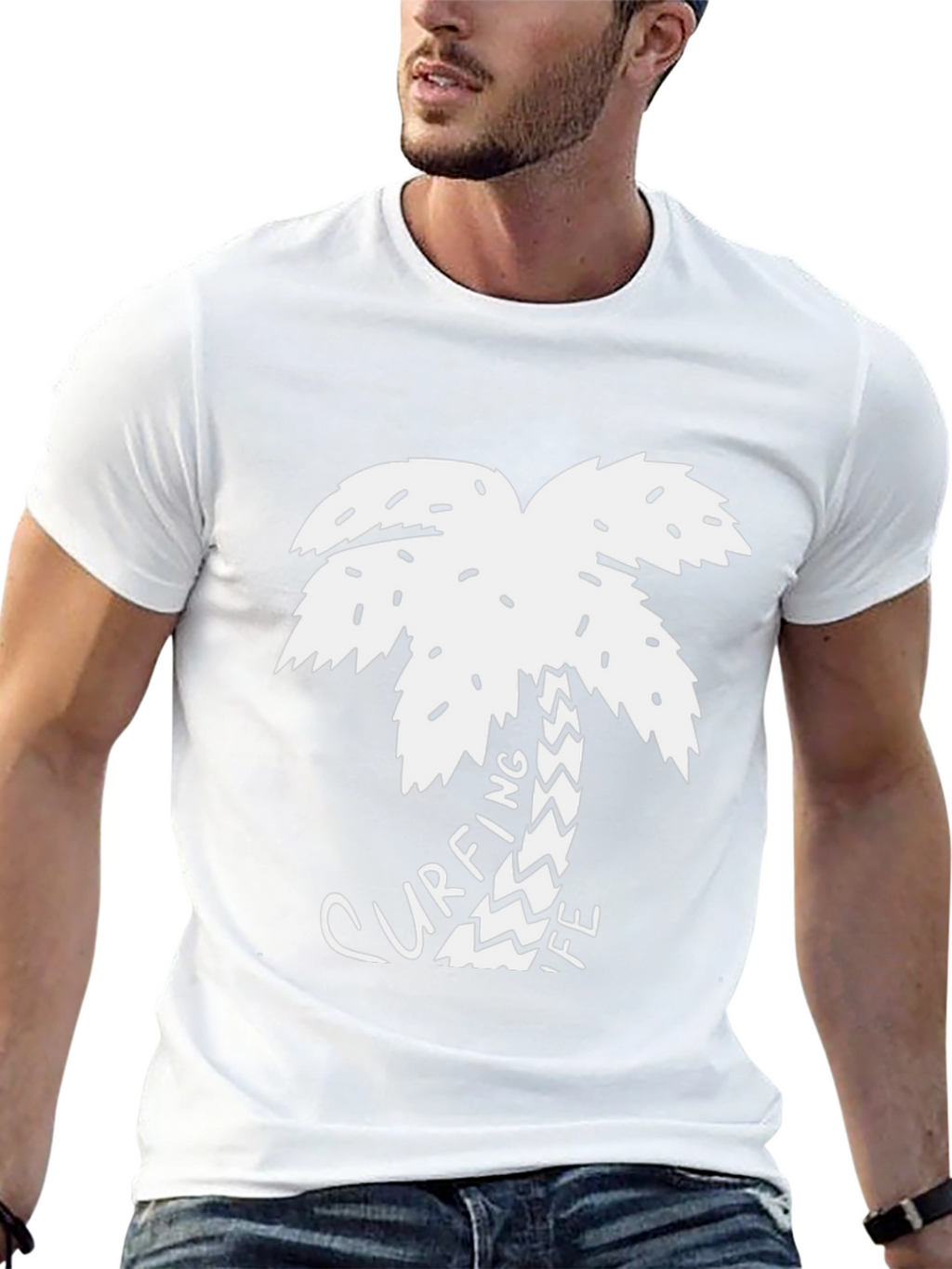 Surfing Life Palm Tree Graphic Tee