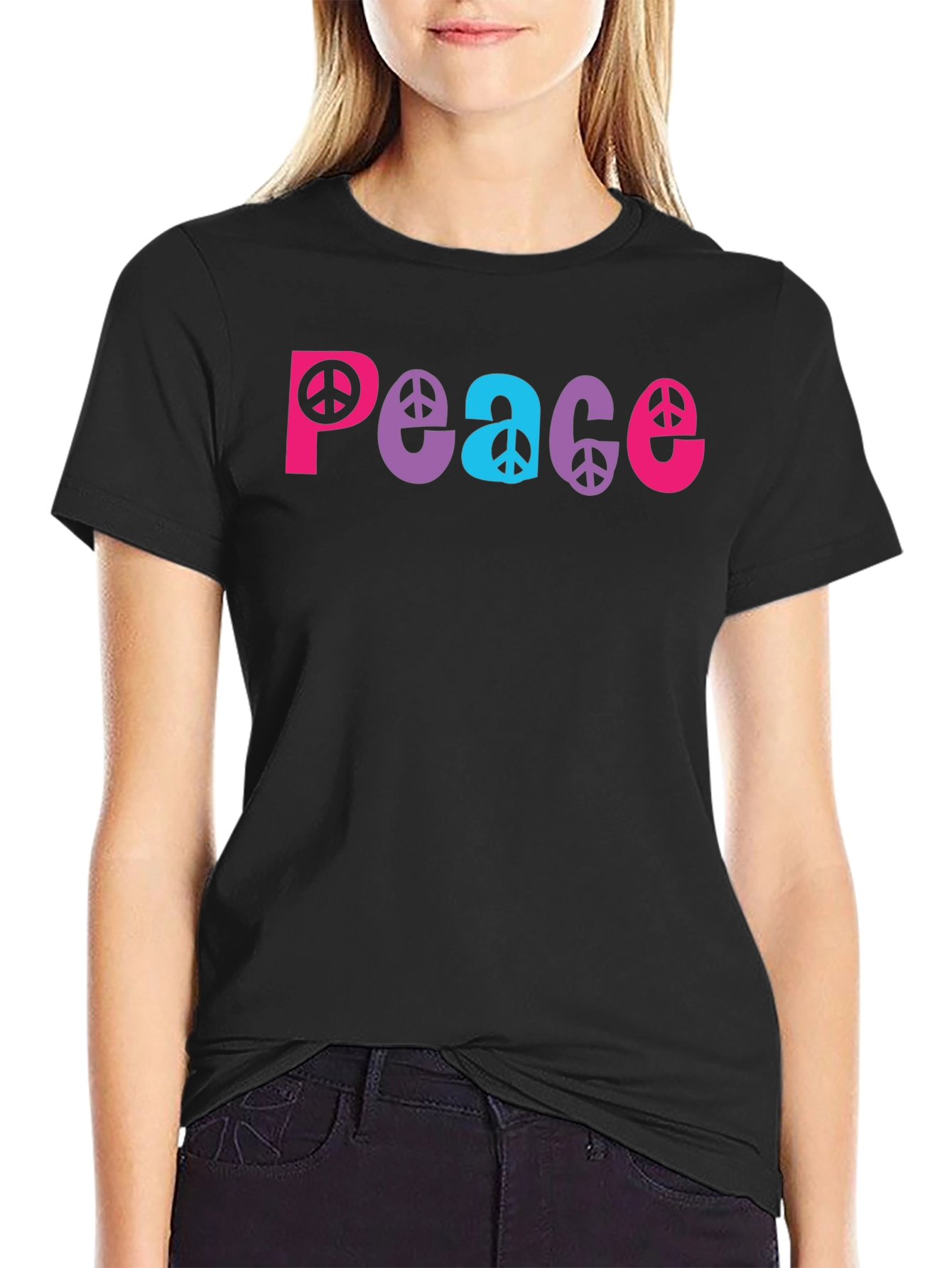Peace Sign Graphic Tee - Black