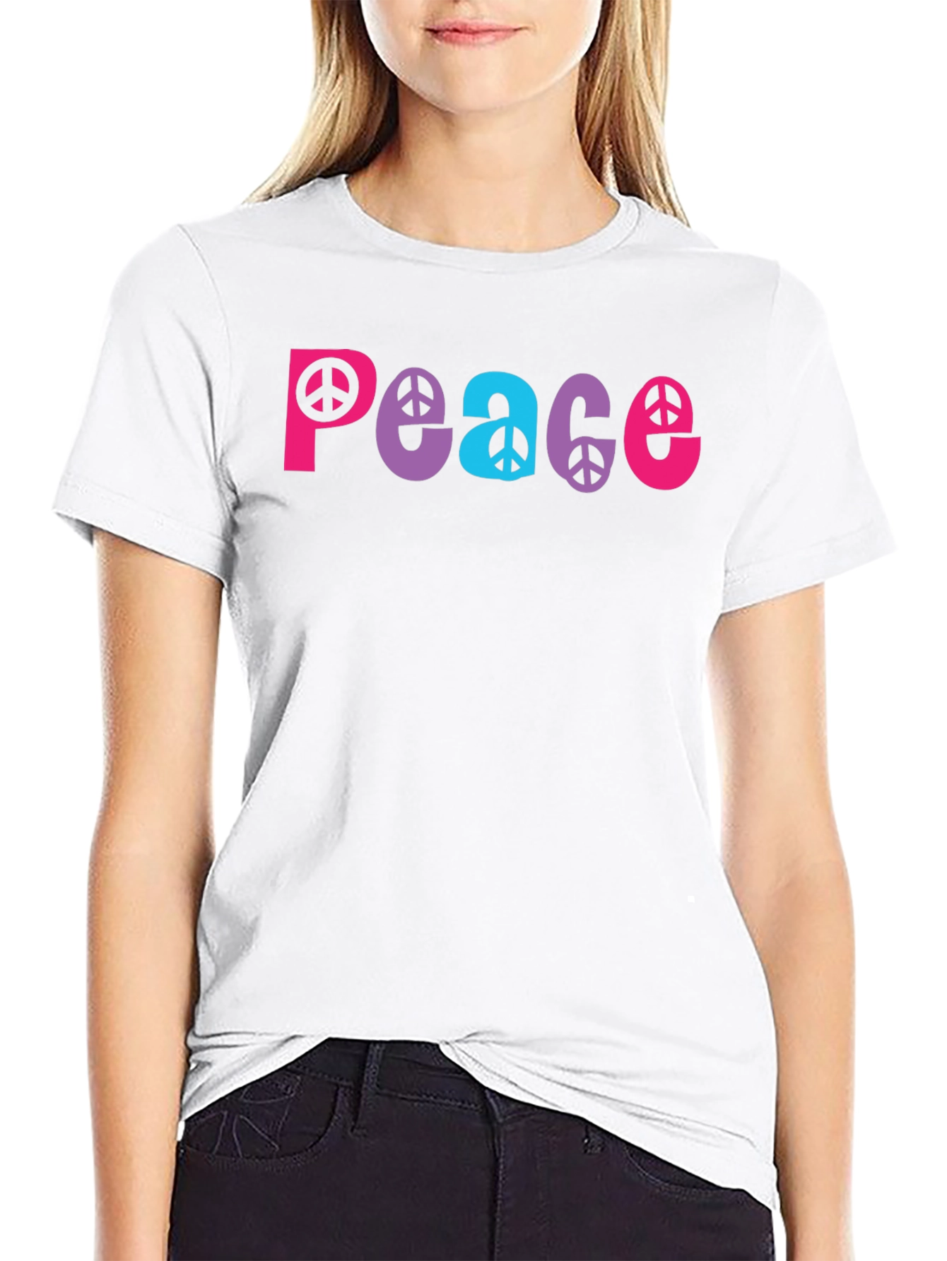 Peace Sign Graphic Tee - Black