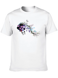 Black Graphic Tee - Abstract Floral Design