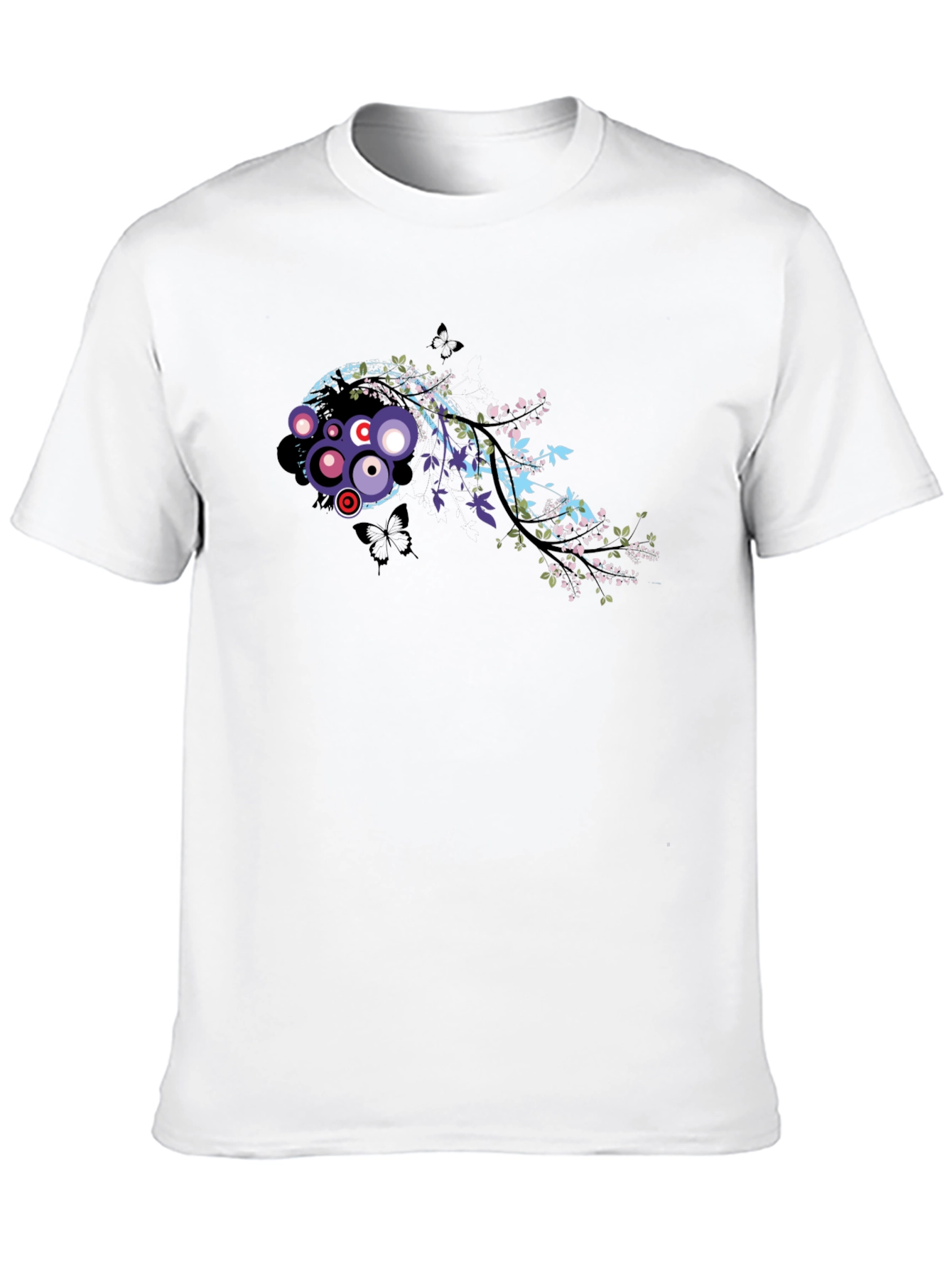 Black Graphic Tee - Abstract Floral Design