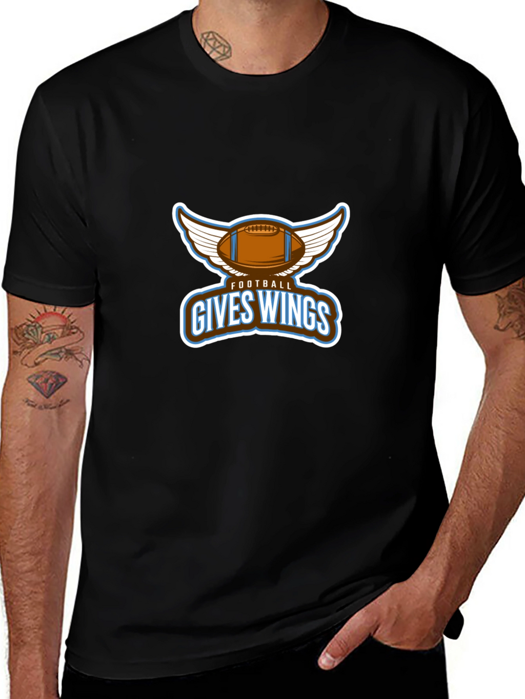 Football Gives Wings Black T-Shirt