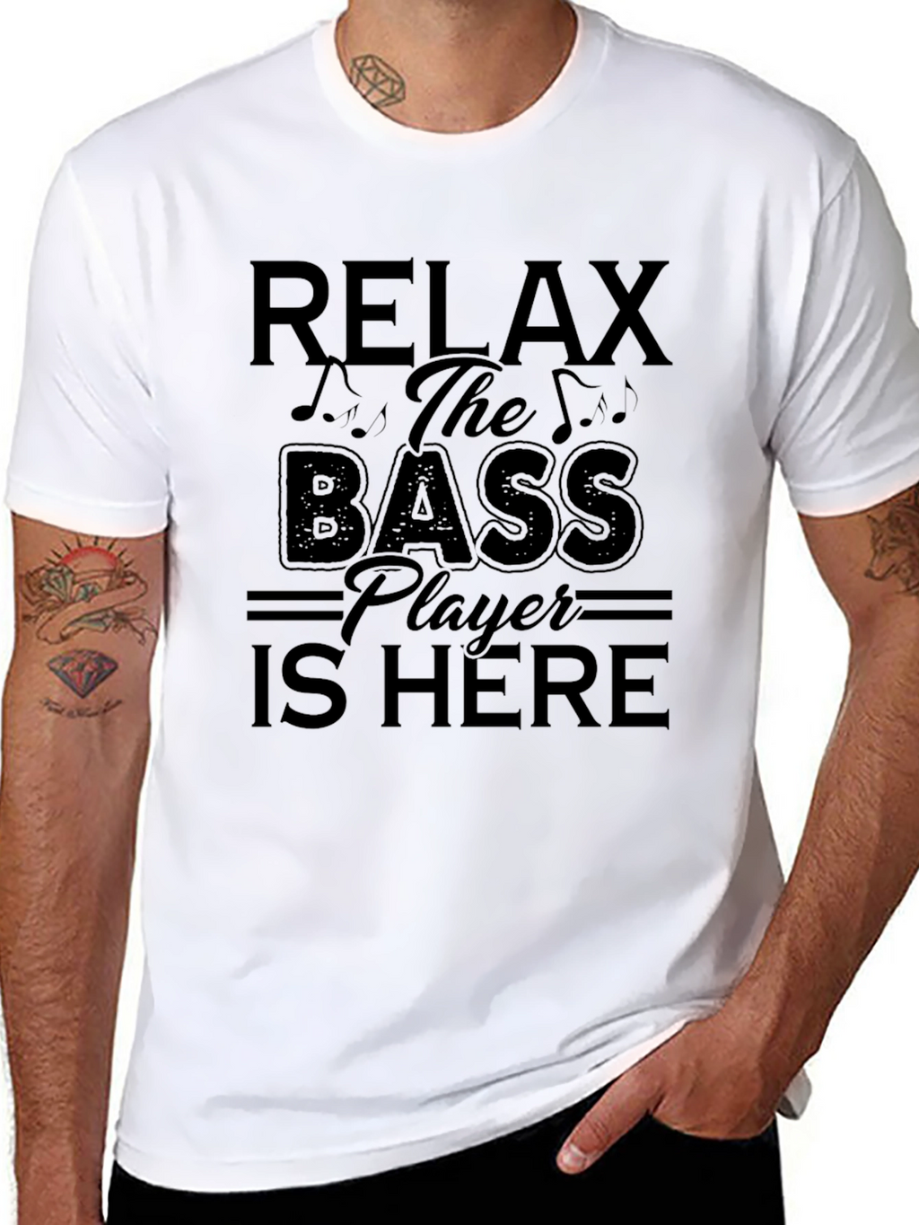 Relax Bass Player Here Black Graphic Tee