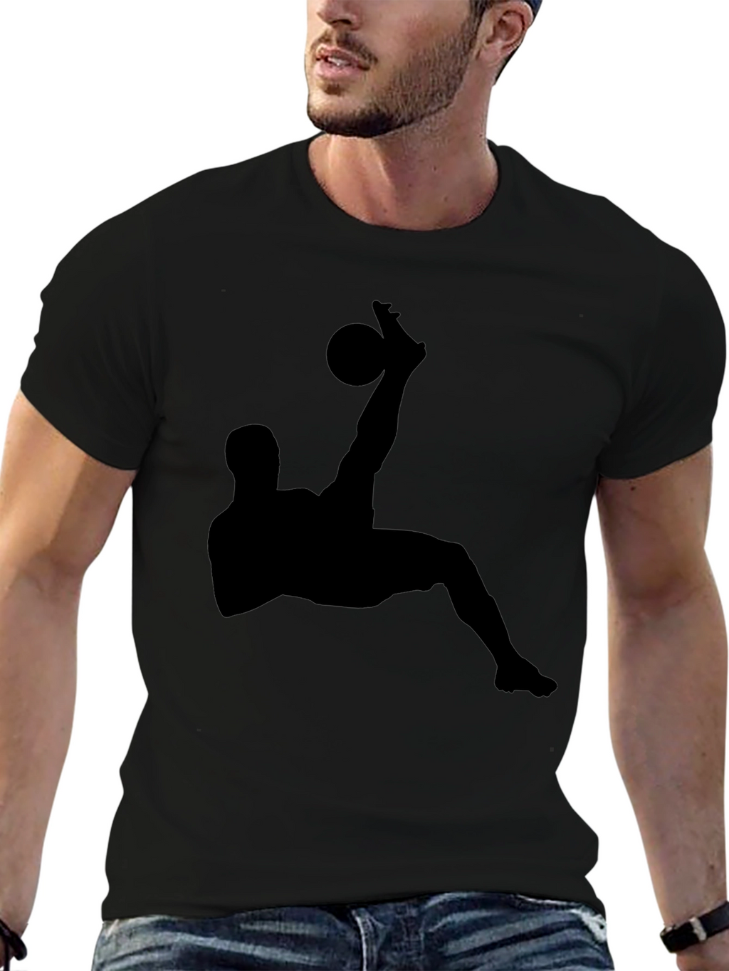 Black Soccer Silhouette Graphic Tee