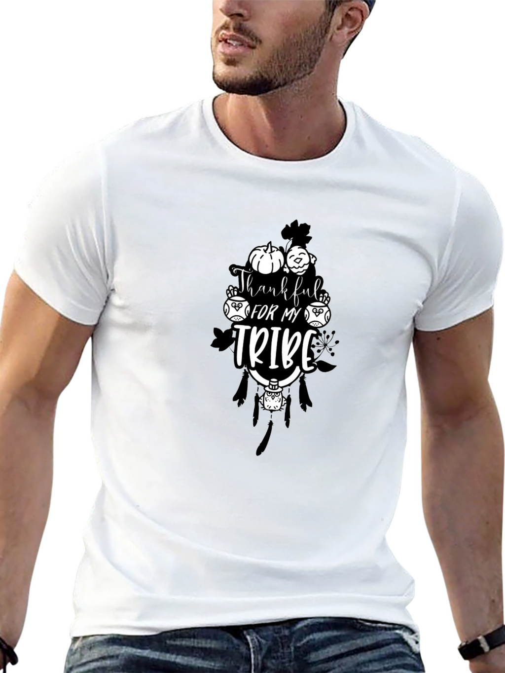 Thankful for My Tribe Black T-Shirt
