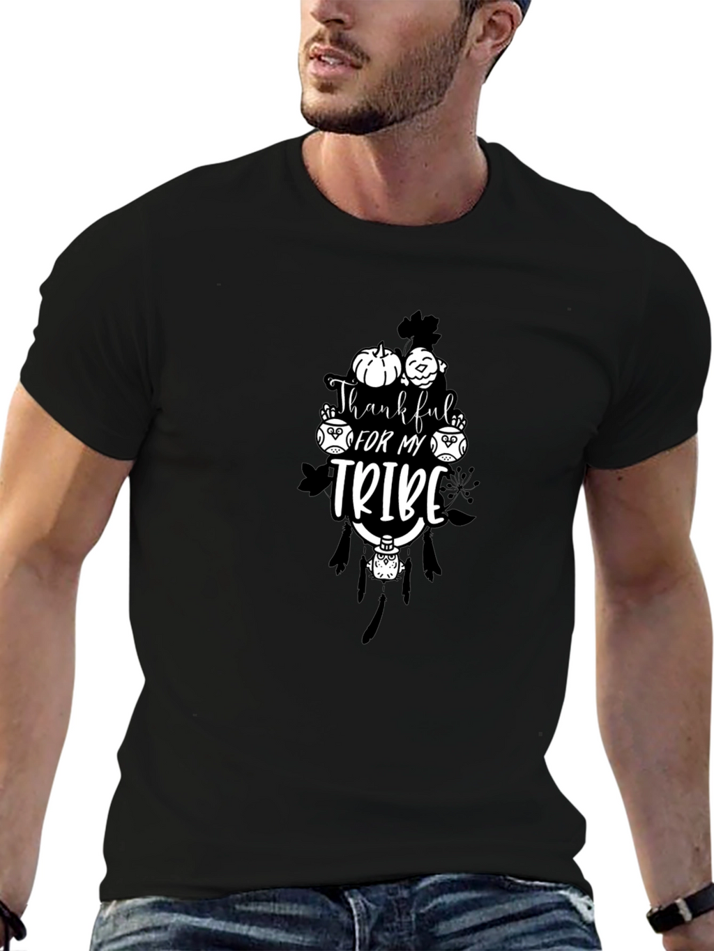 Thankful for My Tribe Black T-Shirt